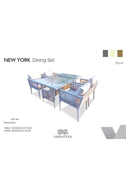 VAVRATTAN New York Rattan Yemek Takımı Kum