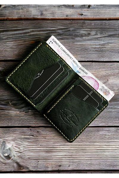 Safir Leather Ιταλικό πράσινο δερμάτινο πορτοφόλι Babil