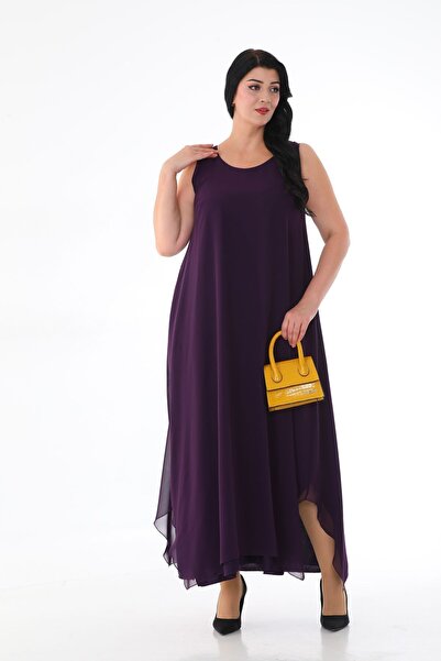 KIRIŞIK Rochie de seara lunga din sifon stralucitor marime plus - cu maneca z...