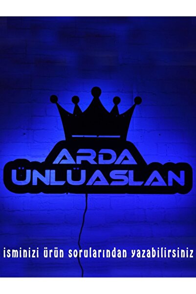 Mony Tasarım Isimli Kral Tacı Led Işıklı Tablo