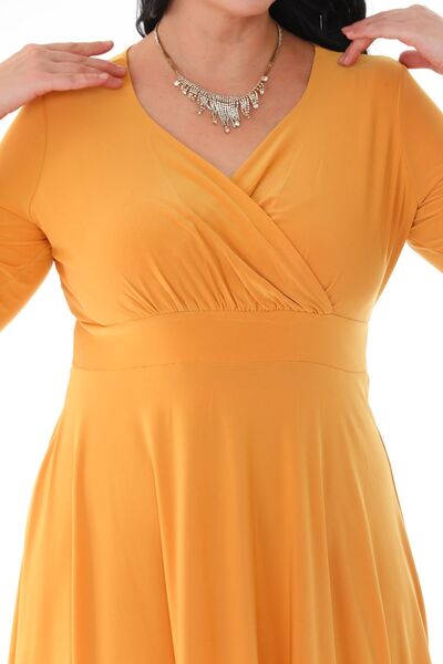 KIRIŞIK WOMEN'S CROSSBODY COLLAR MIDI DRESS