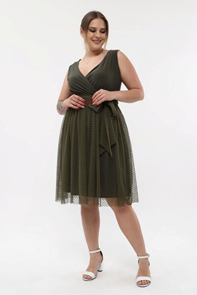 KIRIŞIK Ελαστικό κομψό μίντι βραδινό φόρεμα από τούλι