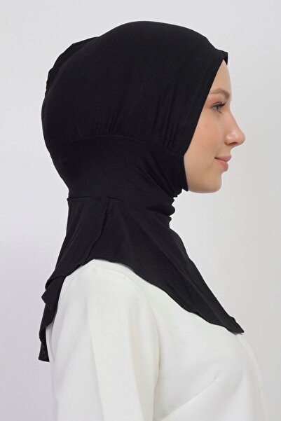 manolyaşal islamic hijab Pratik Boyunluklu Geçmeli Bone-siyah