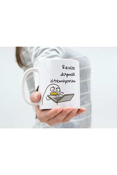 IVART Revize Duymak Istemiyorum Tasarımcı Baskılı Premium Beyaz Porselen Kupa Bardak-grafiker