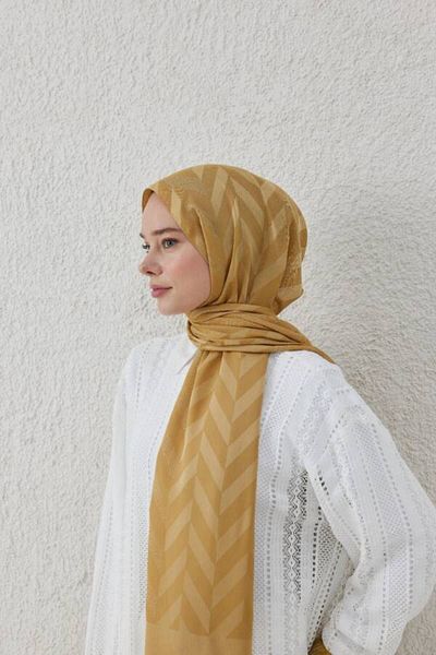 VALORSCARF Şal jacquard cu model de pescuit de culoare aurie