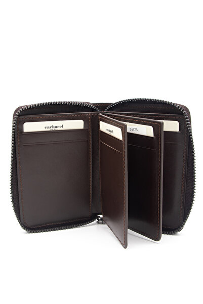 Cacharel Kahve Analin Unisex Deri Cüzdan 24375D06