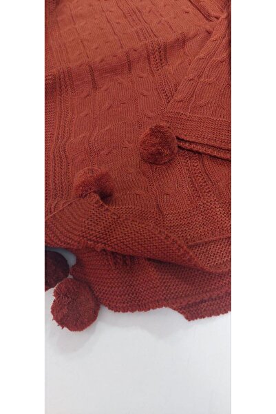 BALADI HOME Knitwear TV-Knee Blanket 130x170 cm - Pompom for Shawl and Sofa