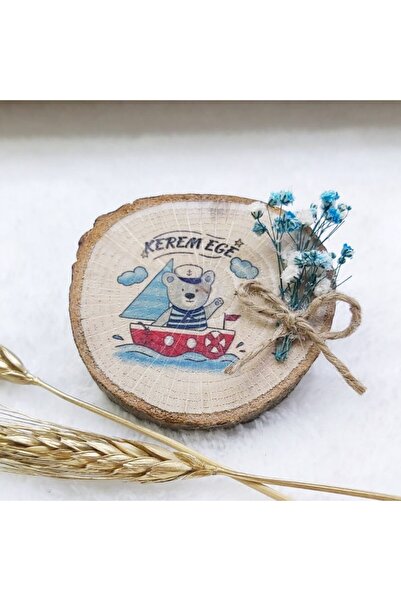 Hayaller Dükkanı 30 Adet Doğal Ahşap Magnet Bebek Şekeri UV Baskılı Çiçek Süs...