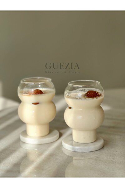 GUEZIA Külah Stil Bardak | Isıya Dayanıklı Borosilikat Cam | 500 ML | 2 Adet