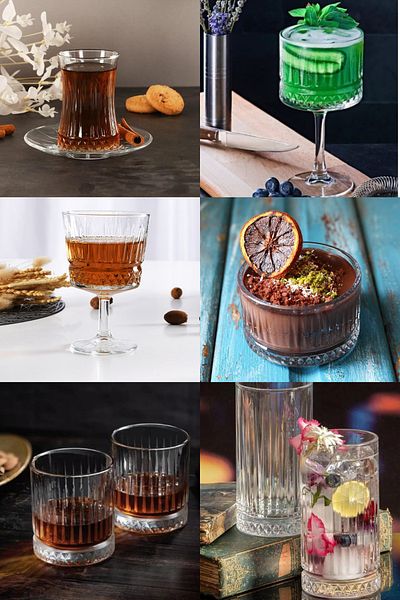 Paşabahçe Elysia 90 Piece Set - Water, Soft Drink, Cocktail Cup, Snack Bowl, Mug and Spice Bowl Dowry
