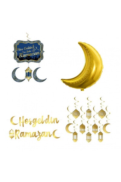Hayaller Dükkanı 4 Paketli Ramazan Süsleri 10'lu Tavan Süs Ve Balonlu Ramazan...