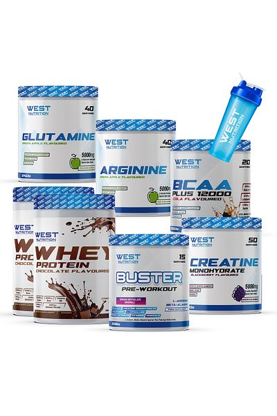 West Nutrition Preworkout Powder - Whey Protein, Bcaa, Creatine, L-glutamine and L-arginine Pack