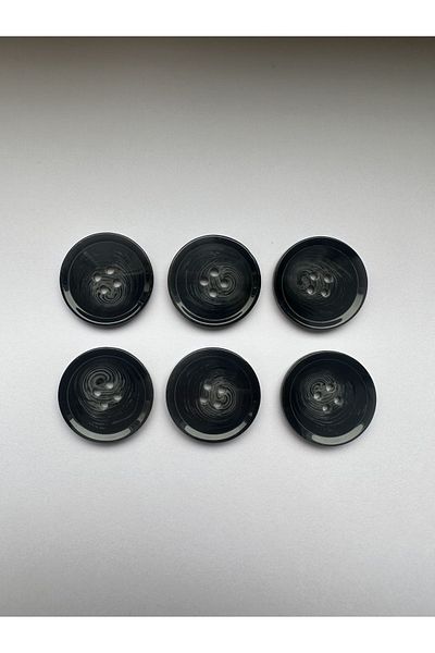 aensia Black on Gray Marble Marble Pattern Design Button Plain Polyester Button 40 Size Buttons - Pack of 6