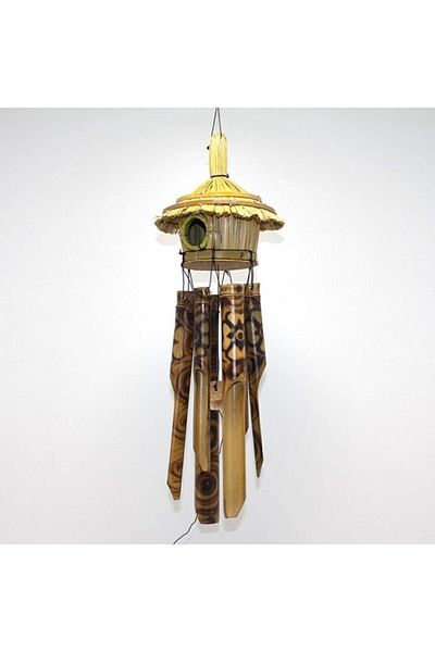 G&R TİCARET Wooden Bamboo Bird House Wind Chime Balcony Garden Terrace Door Ornament