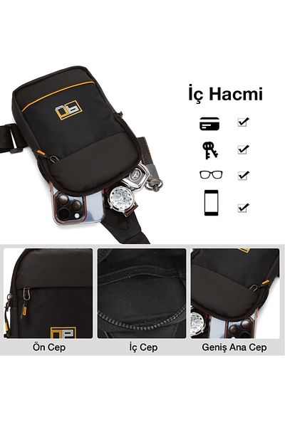 Newish Black Unisex Crossbody Waist and Shoulder Bag - With Phone Compartment