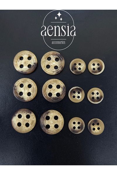 aensia PolyesterCamelBrown Button Set - 12 Pack (6 Large + 6 Small)