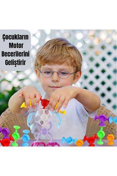 WOODROFFE 50 Pieces Vacuum Molecule Building Blocks - Fidget Sensory Educational Toy Squigz Lego Puzzle Pop It