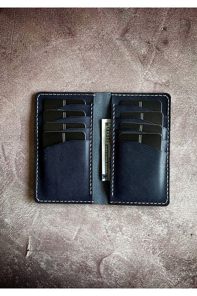 Safir Leather Πορτοφόλι Fours Navy Blue Portfolio