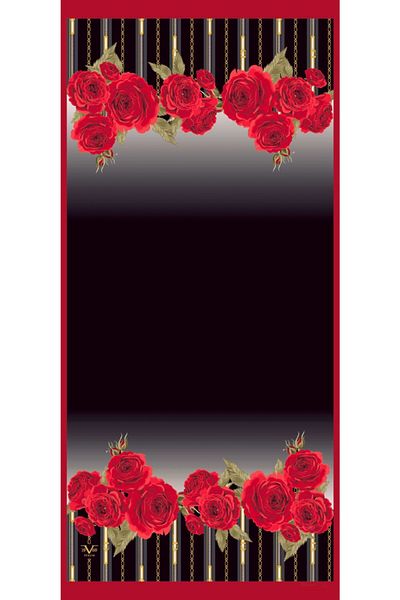 19V69 ITALIA Şal Roşu Antracit Motiv Floral Seria Pavia cu Umeraş pentru eşarfe şi Set Cadou 90x200 Cm
