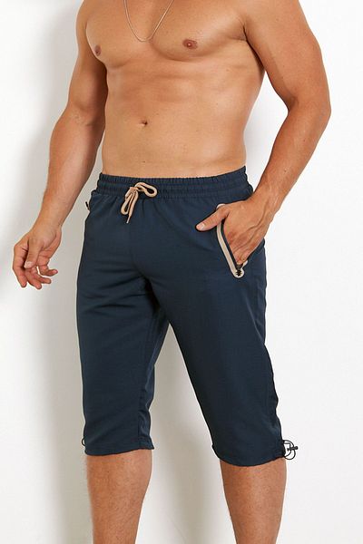 Enrico Ferry Plus Size Men's Dark Blue Drying Capri - Elastic Waist, Pocket and Lined EDY2524B-L