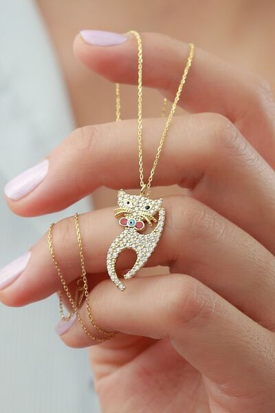 Silvano Jewelry 925 Ayar Gümüş Nazarlı Kedicik Kolye