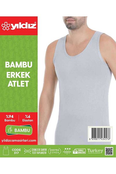 YILDIZ 3-pack Gray Bamboo Lycra Men's Undershirt 317