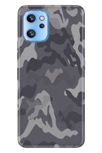 Reeder S19 Max Pro Kılıf Resimli Desenli Silikon Gri Kamuflaj