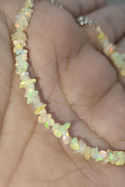 TAŞÇIZADE 2 mm Opal Silver Natural Bracelet with Janjan - Ethiopia