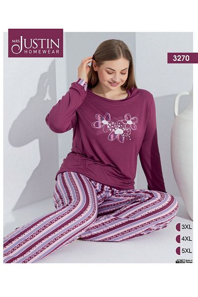 Mrs Justin Set pijamale cu mânecă lungă pentru femei - 3270