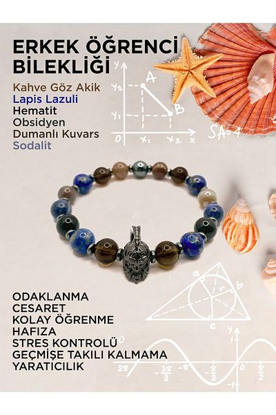 Deniz Doğal Taş Men's Student Success Bracelet Mgr528 Model Shoes
