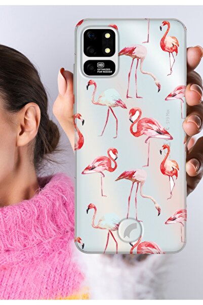 Reeder S19 Max - S19 Max L Kılıf Şeffaf Silikon Baskılı Flamingo