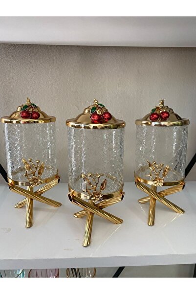 İmren Collection طقم برطمان زجاجي لوكس 3 قطع بالكرز 700 جرام