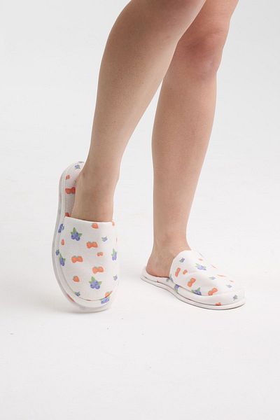 Homelover Παντόφλες μπάνιου Homelover Cotton Strawberry με χοντρή σόλα - μετά το ντους