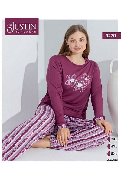 Mrs Justin Set pijamale cu mânecă lungă pentru femei - 3270