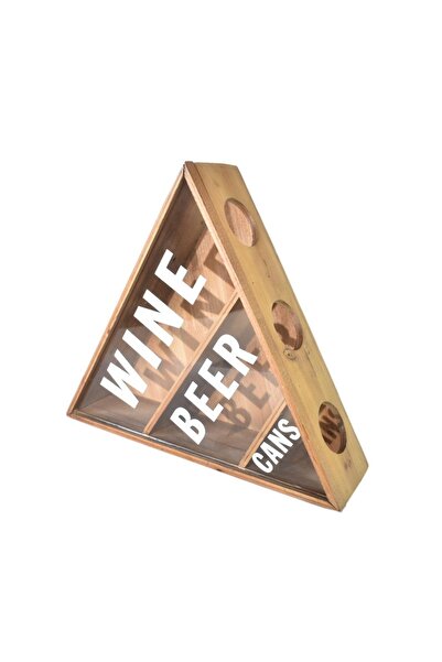 Virago Home Décor Üçgen Şeklinde Ahşap Mantar Kapak Biriktirme Kutusu