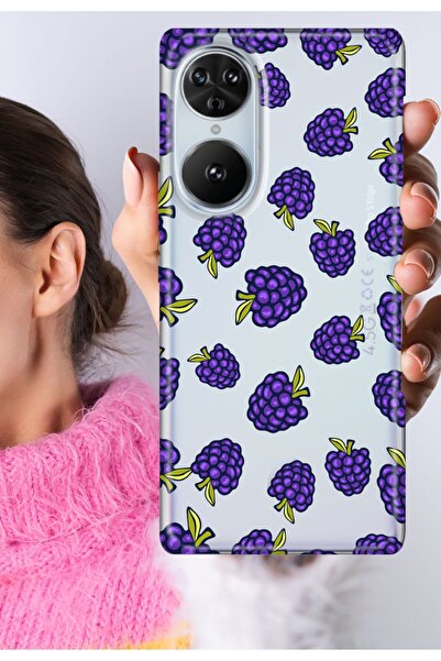 Reeder S19 Max Pro S Edge Kılıf Şeffaf Silikon Baskılı Böğürtlen