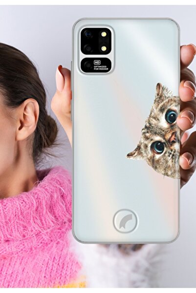 Reeder S19 Max - S19 Max L Kılıf Şeffaf Silikon Baskılı Cat Look