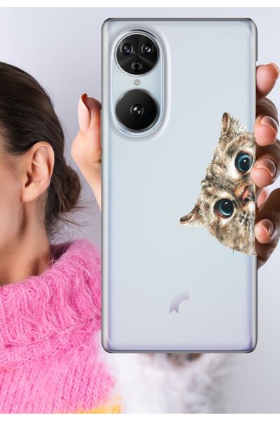 Reeder S19 Max Pro S Edge Kılıf Şeffaf Silikon Baskılı Cat Look