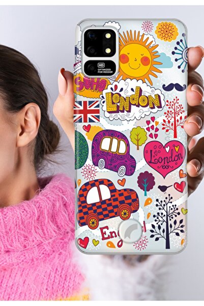 Reeder S19 Max - S19 Max L Kılıf Şeffaf Silikon Baskılı London Taxi