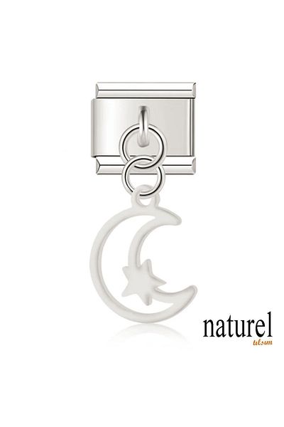 Naturel Tılsım Italian Stainless Steel Crescent and Star 9mm Charm
