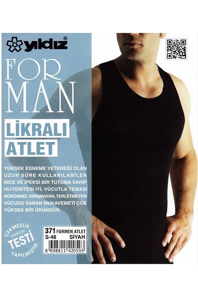 YILDIZ 3-Piece Black Men's Foreman Lycra Undershirt 371