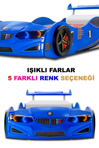 inegoldeneve Arabalı Yatak, BMW Rüzgarlıklı Ledli Arabalı Yatak - GT3