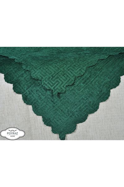 POYRAZ Shiny Patterned Chenille Emerald Green Double Sided Sofa Sofa Bed Cover Shawl