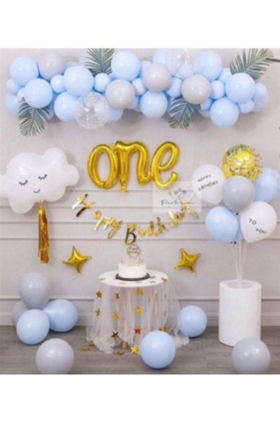 asöy Balloon Chain 1 Year Old Balloon Set One Foil Balloon Cloud Foil Balloon
