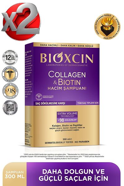 Bioxcin Collagen and Biotin Extra Volume Shampoo 300 Ml - for Fine Sparse Hair