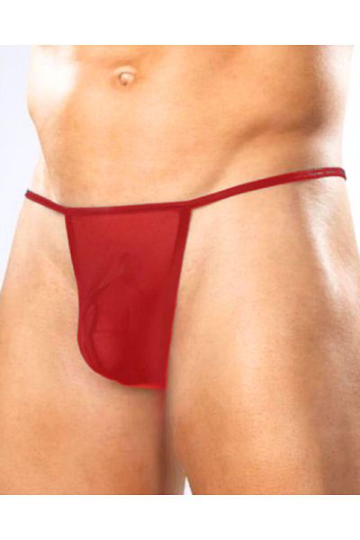 Bacio Fancy Red See-Through Sexy Tulle Men's String