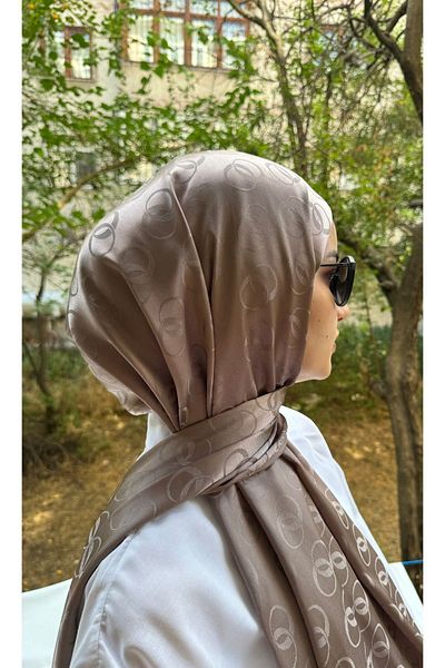 shalby Hijab Silky Cotton Jacquard Rings Pattern Shawl Milky Coffee