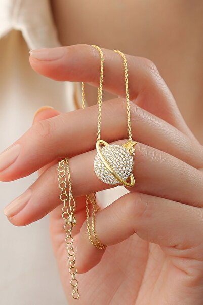 Silvano Jewelry 925 Ayar Gümüş Gold Gezegen Kolye