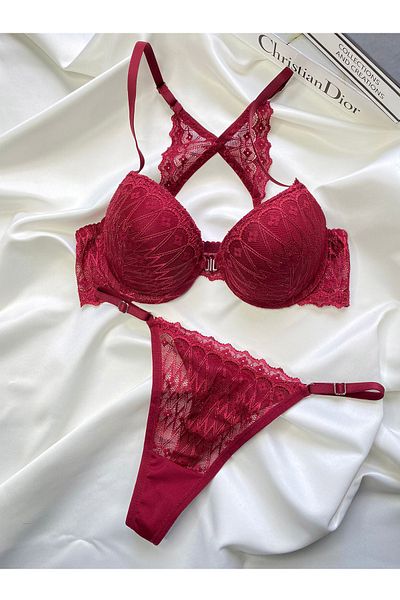 MILANOFOX Butterfly Patterned Supported and Underwire Gathering Bralet Bra Set