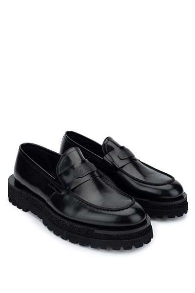 Butteri Men's Genuine Leather Black Loafer Shoes